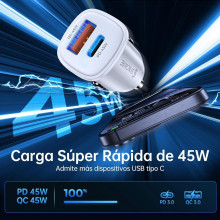 Cargador de Coche rapido USB C con cable C