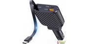 Cargador de coche de tres tomas con cable retractil
