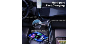 Cargador de coche de tres tomas con cable retractil