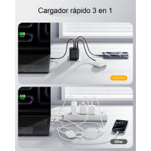 Cargador rápido 67W con 3 puertos  GaN III  todo ordenado