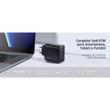 Cargador rápido 67W con 3 puertos  GaN III tablet, movil o portatil