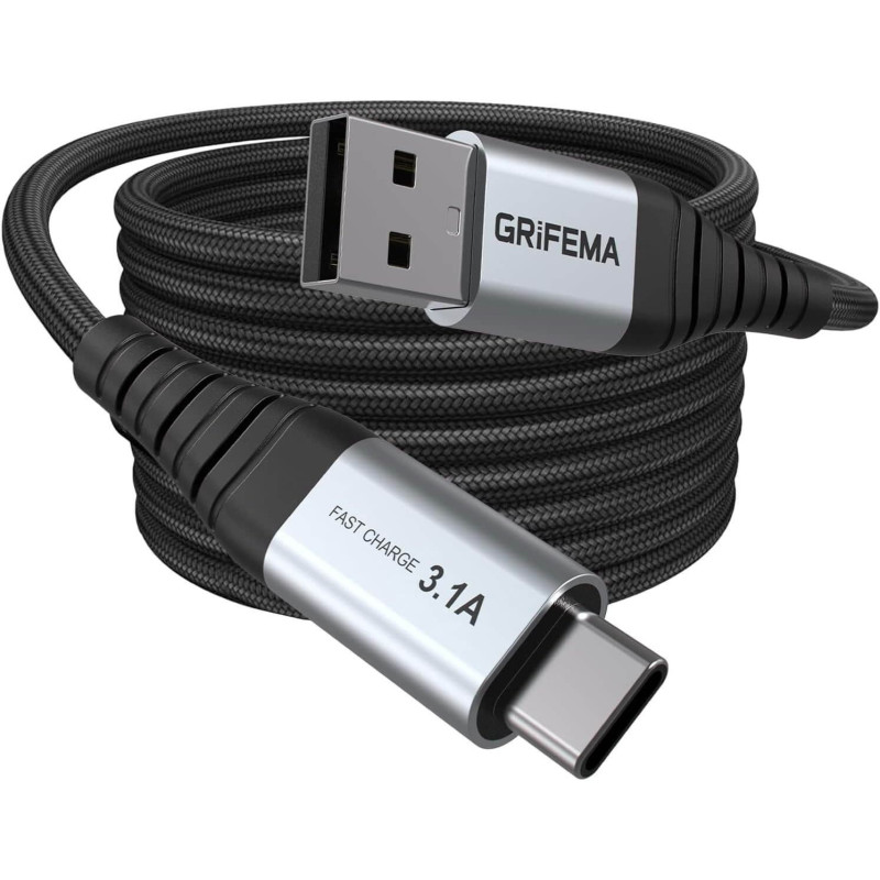 Cable USB-A a USB-C  2m. Trenzado  con Soporte QC3.0