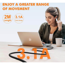 Cable USB-A a USB-C  2m. Trenzado  con Soporte QC3.0