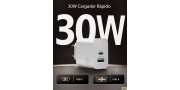 Cargador rápido de 30W 2-puertos USB C y A