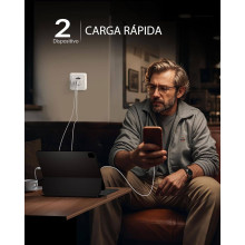 Cargador rápido de 30W 2-puertos USB C y A