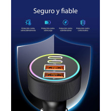 Cargador de coche con carga rápida 90W, 12V. 2 USB-A 2 USB-C