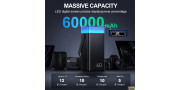 Batería Externa Portátil con Cable USB 3 tomas. 60000mAh