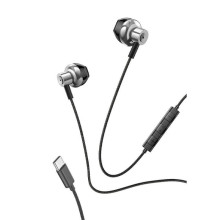 Auriculares botón  estereo tipo-C Con micro (plata metalica)