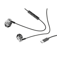 Auriculares botón  estereo tipo-C Con micro (plata metalica)