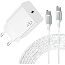 Cargador USB C de 45W  superrápido con cable nylon