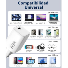 Cargador USB C 65W. Carga rápida