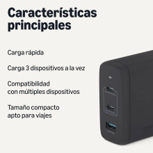 Cargador de pared USB-C nano GaN de carga rápida, 120W y 3 puertos
