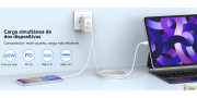 Cargador USB C 65W  2 puertos PD 3.0 con cable 1 m.