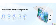 Cargador USB C 65W  2 puertos PD 3.0 con cable 1 m.