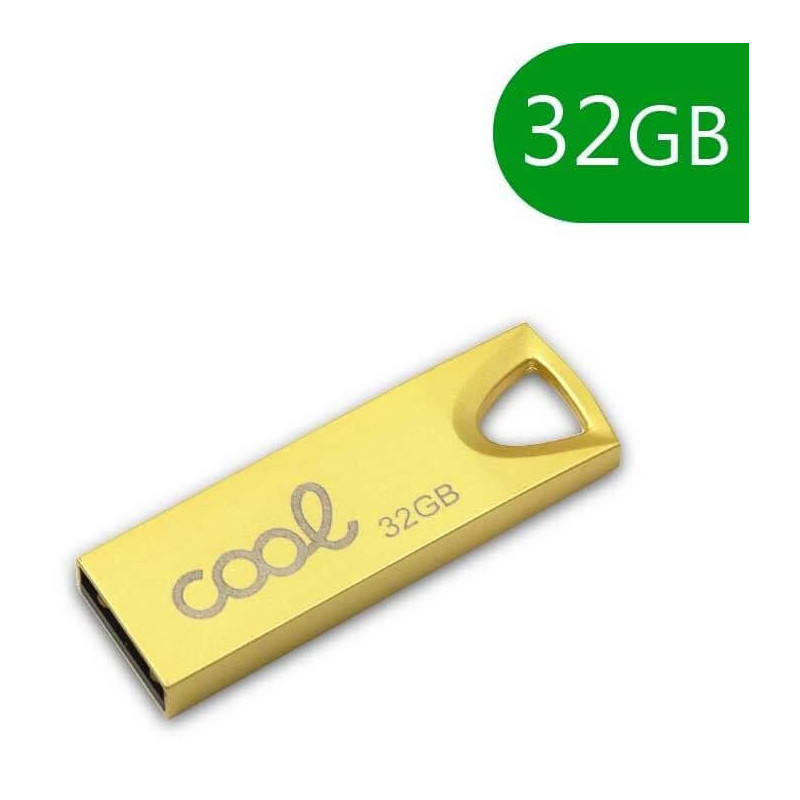Pen Drive USB x32 GB 2.0 Metal para llavero oro