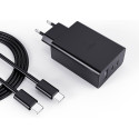 Cargador rápido 65w 2 puertos C 1 USB-A mas cable