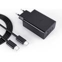 Cargador rápido 65w 2 puertos C 1 USB-A mas cable